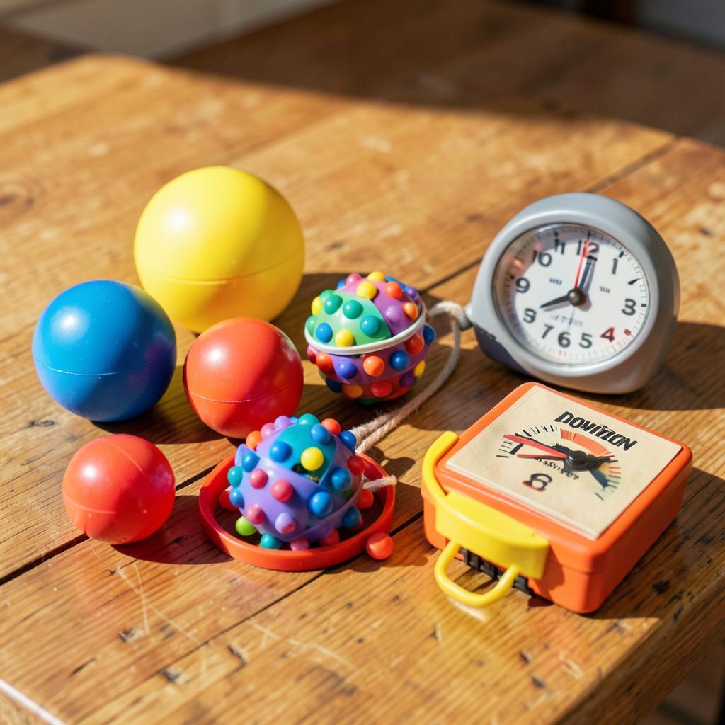 Fidget-Spielzeug, Stressbälle und Zeit-Timer